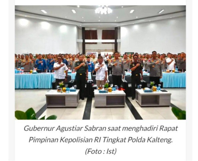 Hadiri Rapim Polda Kalteng, Gubernur Apresiasi Dedikasi dan Pengabdian Seluruh Jajaran Polda Kalteng
