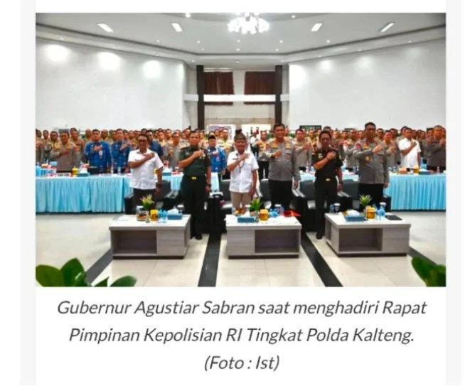 Hadiri Rapim Polda Kalteng, Gubernur Apresiasi Dedikasi dan Pengabdian Seluruh Jajaran Polda Kalteng