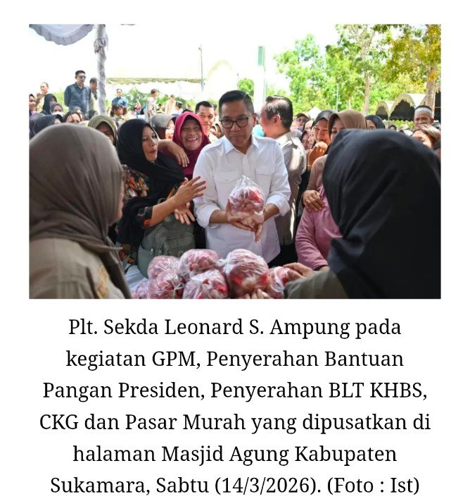 Wakili Gubernur, Plt Sekda Kalteng Salurkan Bantuan Pangan Presiden dan BLT di Sukamara