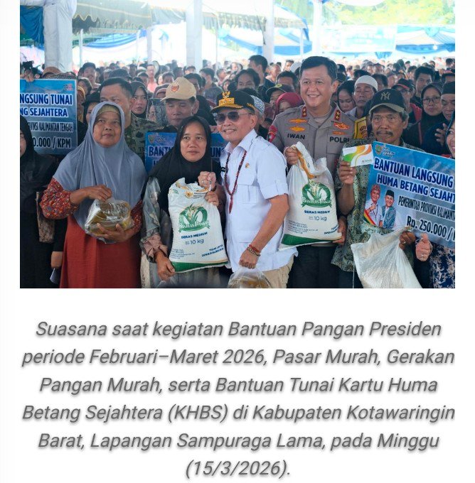 Bantuan Pangan Presiden, Pasar Murah, dan KHBS Disalurkan di Kotawaringin Barat